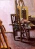 Sedia e cavalletto - oil on canvas - cm. 24x18 - 1998